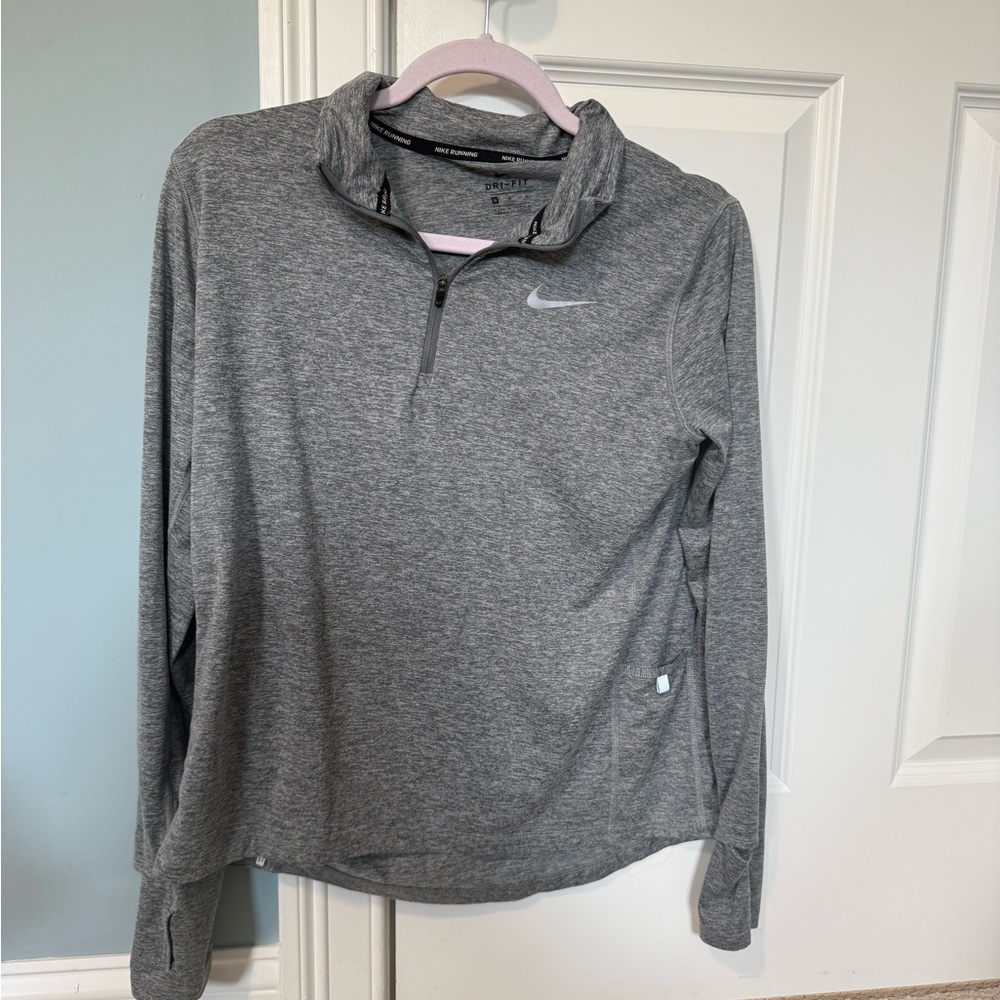 Women's Nike running Dri- fit quarter zip Long Sleeve Gray Top